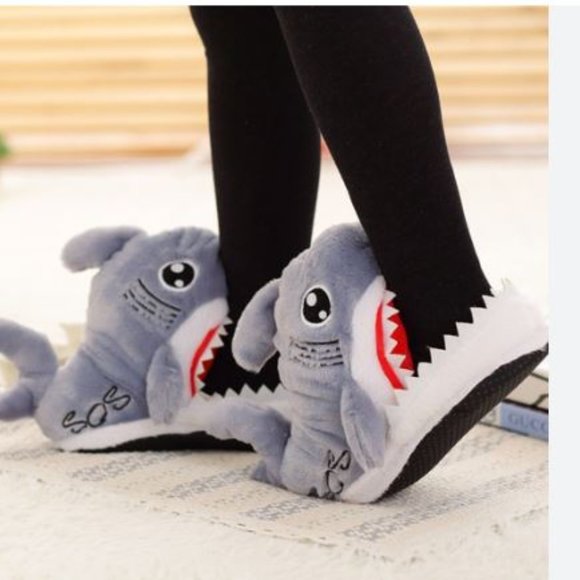 Plush Shark Slippers, Unisex, NWOT - Picture 2 of 10